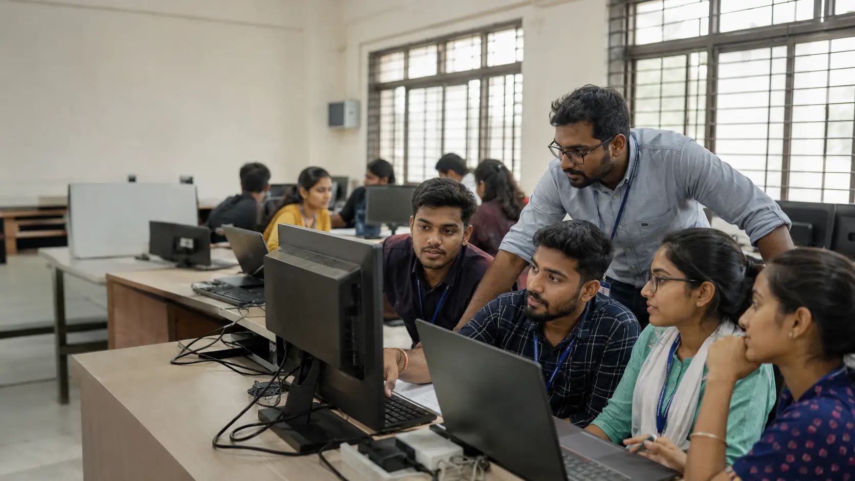 Tamil Nadu students learning in a computer lab